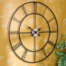 Load image into Gallery viewer, Oversized 30-inch Black Wall Clock with Roman Numerals