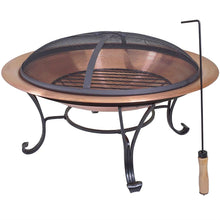 Load image into Gallery viewer, Large 29-inch Outdoor Fire Pit in 100% Solid Copper with Screen Cover