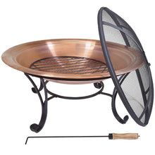 Load image into Gallery viewer, Large 29-inch Outdoor Fire Pit in 100% Solid Copper with Screen Cover