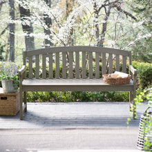 Load image into Gallery viewer, Outdoor Curved Back 5-Ft Garden Bench with Arms in Driftwood Finish