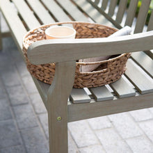 Load image into Gallery viewer, Outdoor Curved Back 5-Ft Garden Bench with Arms in Driftwood Finish