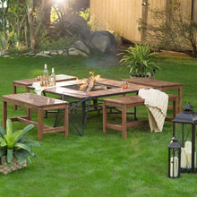 Load image into Gallery viewer, 3-Ft Outdoor Backless Garden Bench in Dark Brown Wood Finish