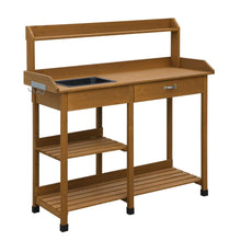 Load image into Gallery viewer, Modern Garden Potting Bench Table with Sink Storage Shelves &amp; Drawer