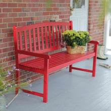 Load image into Gallery viewer, 5-Ft Outdoor Garden Bench in Red Wood Finish with Armrest