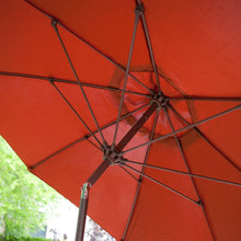 Load image into Gallery viewer, 9-Ft Push Button Tilt Patio Umbrella with Rust Red Orange Shade and Bronze Finish Pole