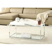 Load image into Gallery viewer, Modern Chrome Metal Coffee Table with 2 White Removable Trays