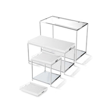 Load image into Gallery viewer, Modern Chrome Metal Coffee Table with 2 White Removable Trays