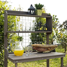Load image into Gallery viewer, Durable Fir Wood Potting Bench Outdoor Garden Storage Table in Dark Brown