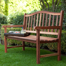 Load image into Gallery viewer, 4-Ft Wood Garden Bench with Curved Arched Back and Armrests