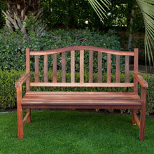 Load image into Gallery viewer, 4-Ft Wood Garden Bench with Curved Arched Back and Armrests