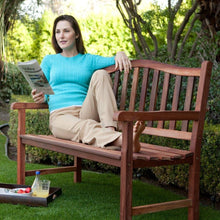 Load image into Gallery viewer, 4-Ft Wood Garden Bench with Curved Arched Back and Armrests