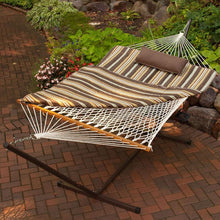 Load image into Gallery viewer, Outdoor Patio Deck 11-Ft Hammock with Metal Stand and Pad Pillow Set