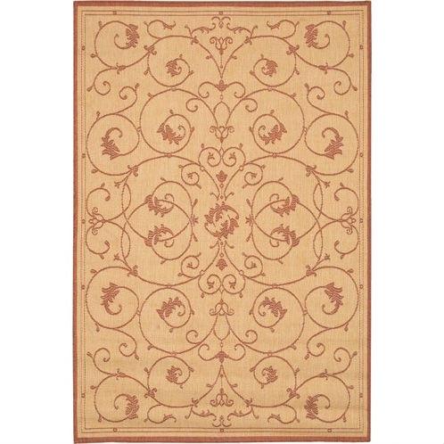 5'10 x 9'2 Indoor Outdoor Area Rug with Floret Floral Pattern Terracotta