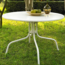 Load image into Gallery viewer, Round Patio Dining Table in White Outdoor UV Resistant Metal