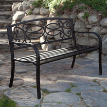 Load image into Gallery viewer, 4-Ft Metal Garden Bench in Antique Black Finish