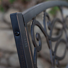 Load image into Gallery viewer, 4-Ft Metal Garden Bench in Antique Black Finish