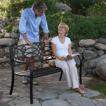 Load image into Gallery viewer, 4-Ft Metal Garden Bench in Antique Black Finish