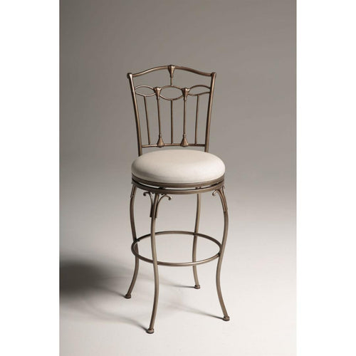 Bronze Metal Finish 30-inch Bar Stool with White Upholstered Swivel Seat
