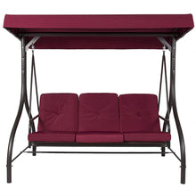 Load image into Gallery viewer, Burgundy Outdoor Patio Deck Porch Canopy Swing with Cushions