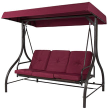 Load image into Gallery viewer, Burgundy Outdoor Patio Deck Porch Canopy Swing with Cushions