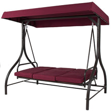 Load image into Gallery viewer, Burgundy Outdoor Patio Deck Porch Canopy Swing with Cushions