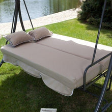 Load image into Gallery viewer, 3-Person Canopy Swing Outdoor Porch Patio Furniture in Taupe