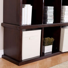 Load image into Gallery viewer, Modern Brown Espresso Stacking Storage Unit 1-Shelf Bookcase with 3 Canvas Bins