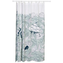 Load image into Gallery viewer, Cotton Shower Curtain with Waves Ship Anchor Octopus Mermaid