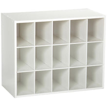 Load image into Gallery viewer, 15-Cubby Stackable Shoe Rack Organizer Shelves in White Wood Finish