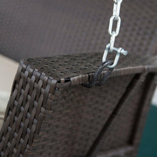 Load image into Gallery viewer, Modern Dark Brown Resin Wicker Porch Swing with Khaki Seat Cushion