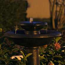 Load image into Gallery viewer, 2-Tier Outdoor Solar Bird Bath Fountain in Oiled Bronze Finish Resin