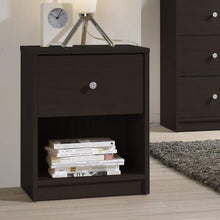 Load image into Gallery viewer, Modern 1-Drawer Bedroom Nightstand in Dark Brown Wood Finish