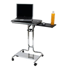 Load image into Gallery viewer, Clear Glass Top Mobile Laptop Computer Cart Desk with Mouse Pad