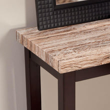 Load image into Gallery viewer, Solid Wood Frame Console Sofa Table in Espresso with Faux Marble Top