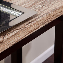Load image into Gallery viewer, Solid Wood Frame Console Sofa Table in Espresso with Faux Marble Top