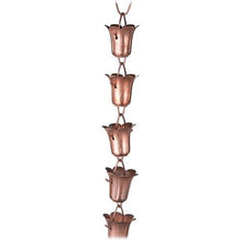 Load image into Gallery viewer, Handmade 8.5 Ft Solid Copper Tulip Rain Chain