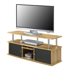 Load image into Gallery viewer, Modern 50-inch TV Stand in Light Oak - Black Wood Finish