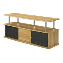 Load image into Gallery viewer, Modern 50-inch TV Stand in Light Oak - Black Wood Finish