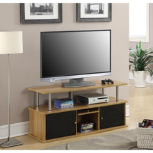 Load image into Gallery viewer, Modern 50-inch TV Stand in Light Oak - Black Wood Finish
