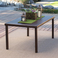 Load image into Gallery viewer, Dark Brown 63-inch Outdoor Resin Wicker Rectangular Patio Dining Table - Seats 6