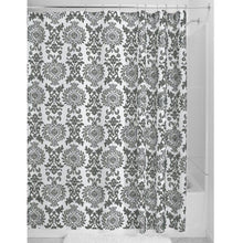 Load image into Gallery viewer, Charcoal White Damask Shower Curtain in Polyester Fabric