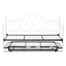 Load image into Gallery viewer, Twin White Metal Daybed Frame with Pop Up Trundle Bed