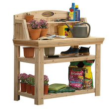 Load image into Gallery viewer, Natural Cedar Wood Potting Bench Garden Work Table with Shelves