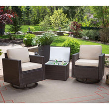 Load image into Gallery viewer, Outdoor Wicker Resin 3-Piece Patio Furniture Set with 2 Chairs and Cooler Storage Side Table