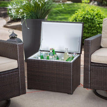 Load image into Gallery viewer, Outdoor Wicker Resin 3-Piece Patio Furniture Set with 2 Chairs and Cooler Storage Side Table