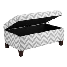 Load image into Gallery viewer, Grey &amp; White Chevron Stripe Padded Storage Ottoman Bench