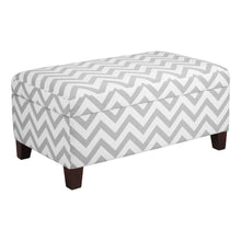 Load image into Gallery viewer, Grey &amp; White Chevron Stripe Padded Storage Ottoman Bench