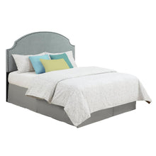 Load image into Gallery viewer, Full - Queen size Nailhead Upholstered Headboard in Soft Turquoise Linen Fabric
