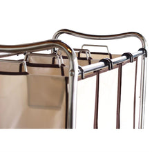 Load image into Gallery viewer, Heavy Duty Laundry Cart with 3 Cream Tan Hamper Bags and Lockable Wheels