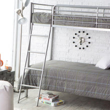 Load image into Gallery viewer, Twin over Twin Durable Metal Bunk Bed with Ladder in Silver Finish